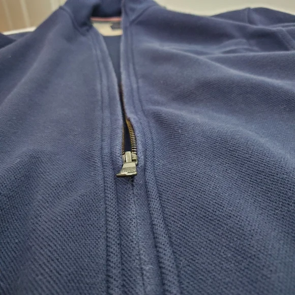 Banana Republic Navy Tight Knit Zip Up Jacket Size L Mens - Picture 8 of 10